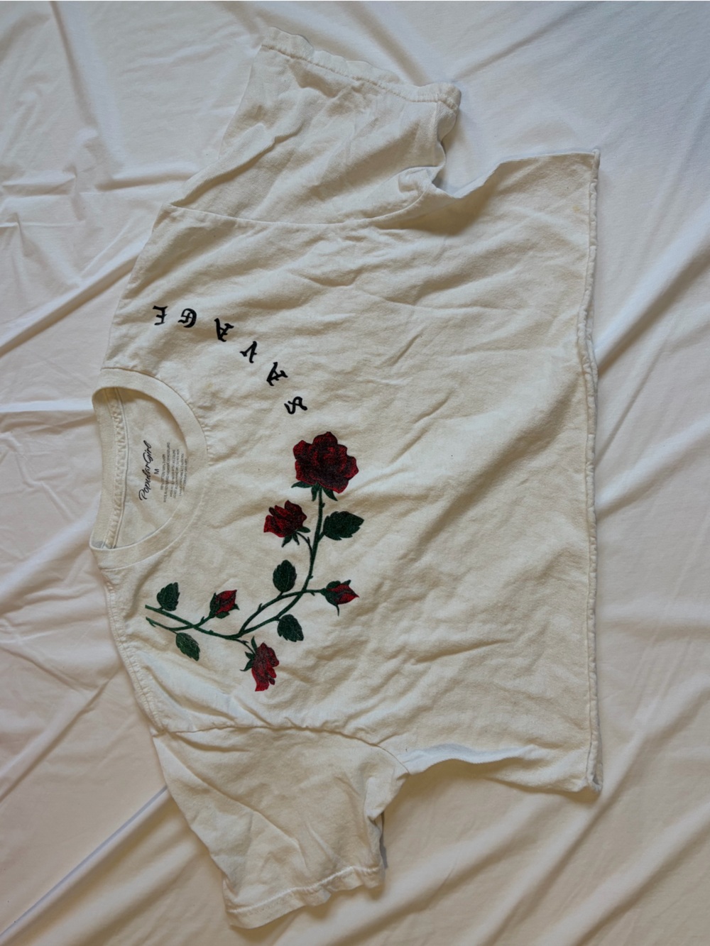 Savage Rose Embroidered White Tee
